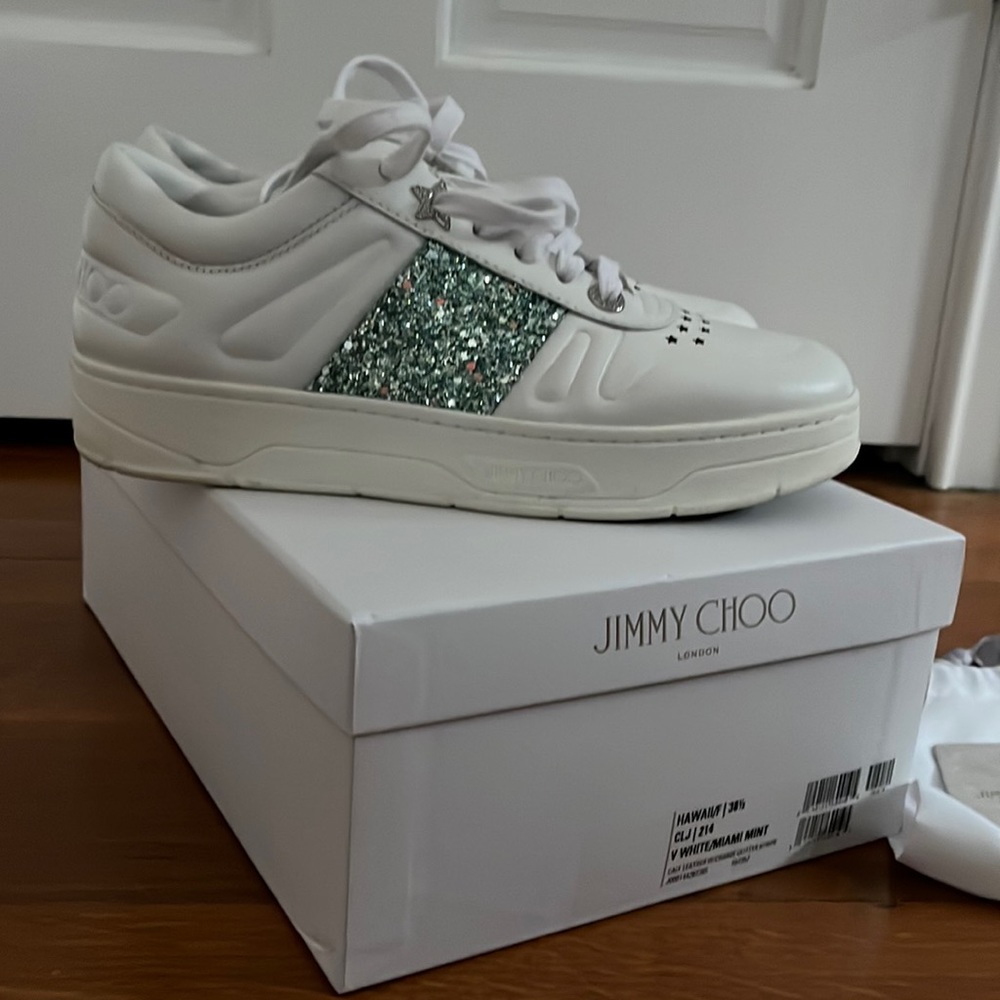 Jimmy Choo HAWAII/F Calf Leather Wcoarse glitter - Miami mint